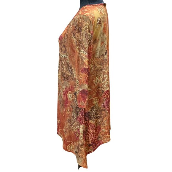 Lbisse Womens Paisley Print Tunic Top With 3/4 Sleeves Made In USA Size S - Picture 3 of 10